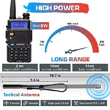 youRUSH　Ham　Radio　Tactical　Char　Tactical　Foldable　2Way　Antenna,　PTT　UV-5RUSH　and　Set　8W　Radio　2pack　with　Speaker　Batteries,　2800mAh　3800mAh　USB　Mic,