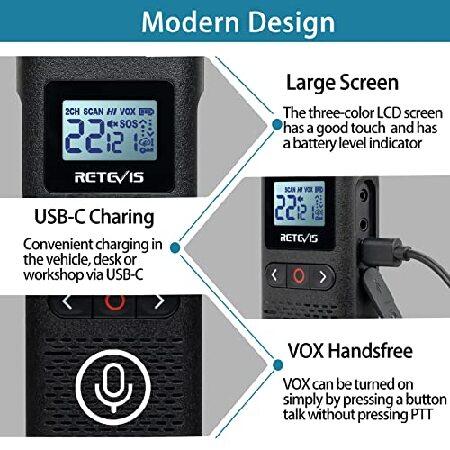 Retevis　RB28　Walkie　NOAA　Radios　with　with　Earpiece,Rechargeable　Large　Alert,Portable　Charging　Way　Talkies　Battery　USB-C　Screen,1500mAh　Two　LCD　Way　R