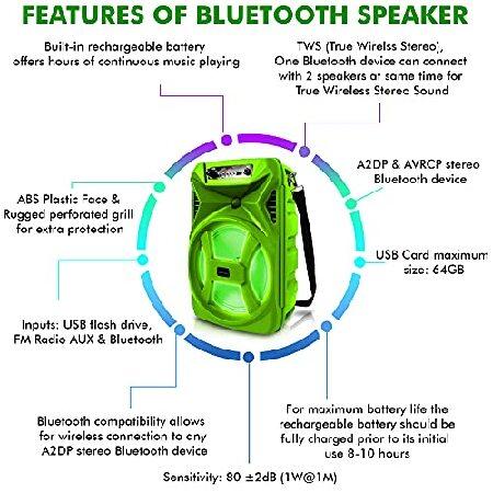 スペシャルショップ Technical Pro (Qty 2) 500 Watts Portable 8 Inch Bluetooth Speaker with Woofer ＆ Tweeter - Festival PA LED Speaker with Bluetooth/USB Card Inputs， ＆
