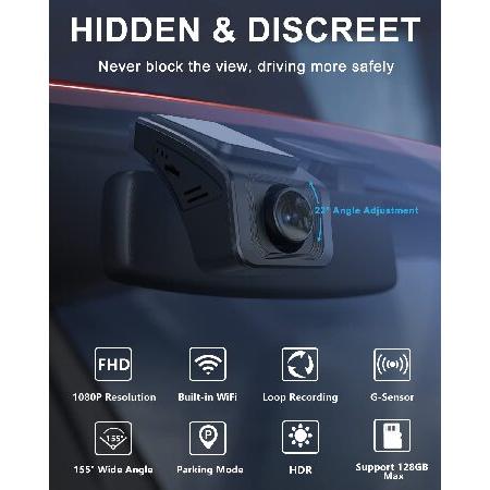AX2V Car Dash Cam Front 1080P FHD WiFi Dash Camera for Cars,Screenless Dashboard Camera Recorder with Super Night Vision, 155° Wide Angle, HDR, Loop｜nobuimport｜02