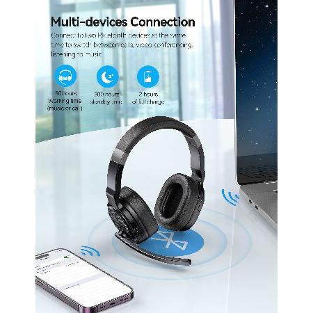 高級 Bluetooth Headset， Wireless Bluetooth Trucker Headset with Microphone Noise Cancelling 3 EQ Music Modes， Single and Dual Ear Wireless for Truck Driver