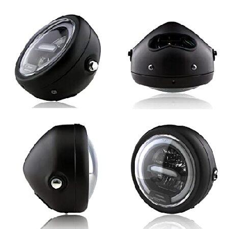 【2022福袋】 kucehiup 6.5 Inches Round Motorcycle LED Headlight with Brackets Assembly (White Light)
