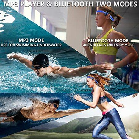 BZOJIFO Swimming Headphones, IPX8 Waterproof MP3 Player 32GB Bone Conduction Headphones Wireless Bluetooth 5.3 Open-Ear Headphones for Swimming Skiing｜nobuimport｜05