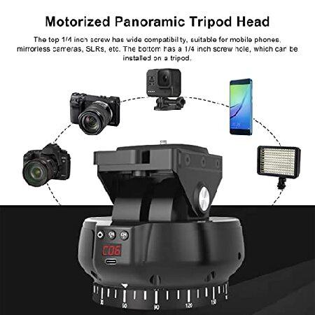 2.4G Electronic Camera Tripod Head, Motorized Panoramic Tripod Head + 360° Rotation + Tilt ±35° + Remote Control, Works with Mobile Phone, DSLR Cam｜nobuimport｜05