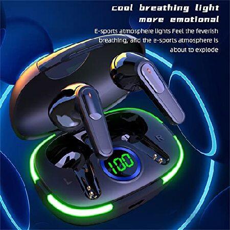 ESYEM Headphones Digital Display Touch-Control Earbuds Noise Reduction Bluetooth 5.1 Earphones with LED Breathing Lamp，Superior Stereo Sound 