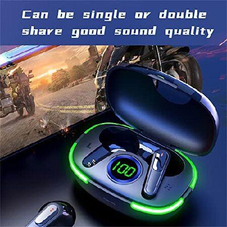 ESYEM Headphones Digital Display Touch-Control Earbuds Noise Reduction Bluetooth 5.1 Earphones with LED Breathing Lamp，Superior Stereo Sound 