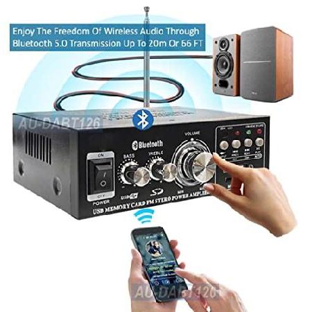 購入新商品 4-in-1 Stereo Amplifier FM Radio Bluetooh 5.0 Receiver MP3 Player with AUX USB MMC Card Inputs