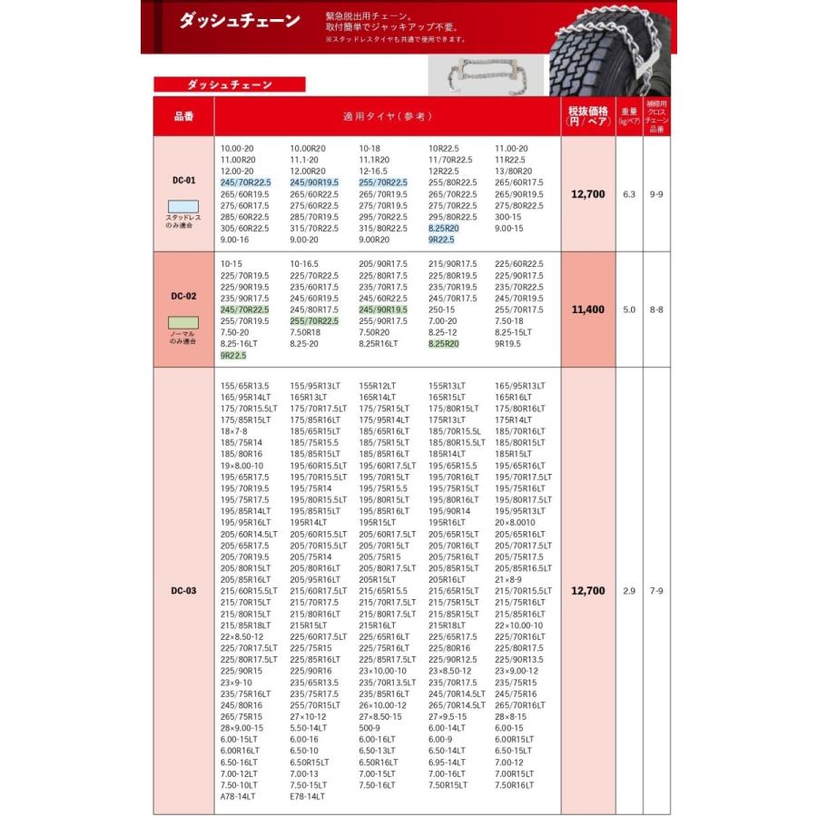 緊急脱出チェーン ニッパン 送料無料 品番DC-01 (1ペア) NIPPAN