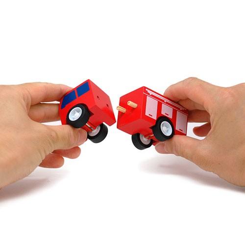 Click clack　知育・木製玩具　働く車　13個セット CC001 Click Clack(クリック・クラック) 消防車 働く車 木製おもちゃ
