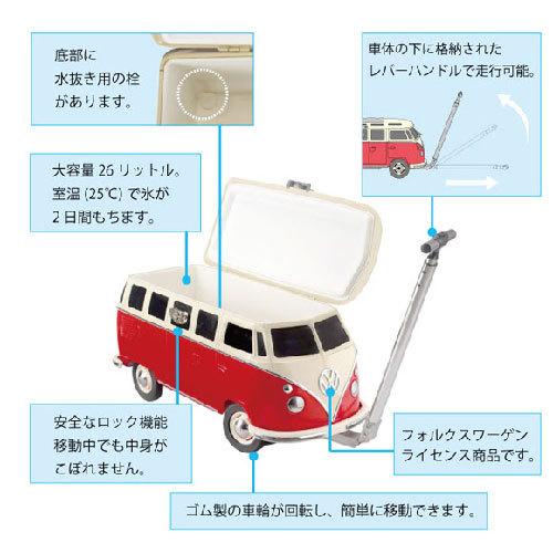 OL0188HK]VWバス クーラーボックス 26L レッド ブルー ハンドル付 