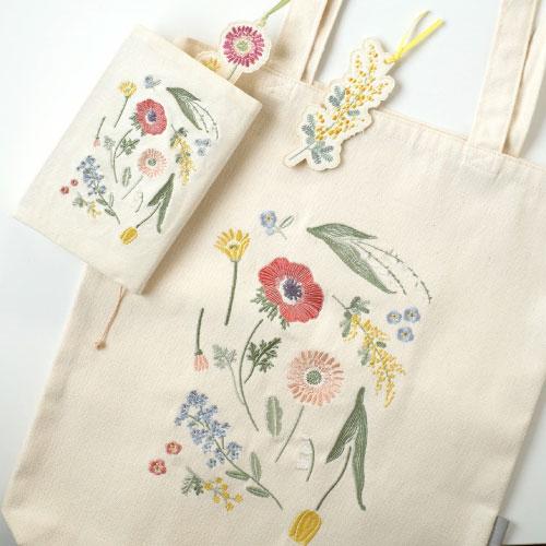メール便送料無料】[IT011]刺繍のブックカバー ミモザ はなもよう