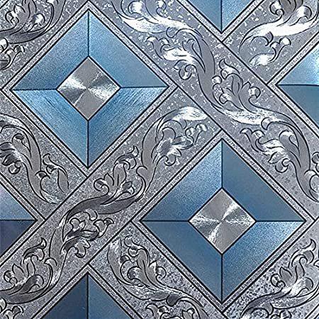Qihang 銀箔モザイク正方形格子背景フリッカー壁紙 ゴールドリーフ壁紙 モダンロール ホテル天井 装飾壁紙ロール シルバー ブルーカラー 幅1 7 B00j04qlvo Nobuストア 通販 Yahoo ショッピング