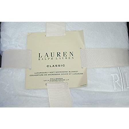 【即発送可能】 Lauren Ralph Laurenクラシックフル/クイーンLuxuriously Micromink毛布ホワイト90 " x 90 " 毛布、ブランケット