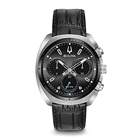 欲しいの Bulova メンズカジュアルウォッチ「CURVコレクション」クォーツ ステンレススチール レザー製 色：ブラック (モデル：98A155) 腕時計