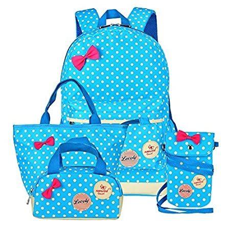 人気ブランドの新作 ハンドバッグ スクールブックバッグ 女の子用バックパックとランチバッグ ハンドバッグ Size One ブルーの水玉4個 水玉 リュックサック Www Mplrdc Org My