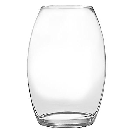 Barski ハンドメイドガラス 楕円形花瓶 クリア 高さ10インチ 