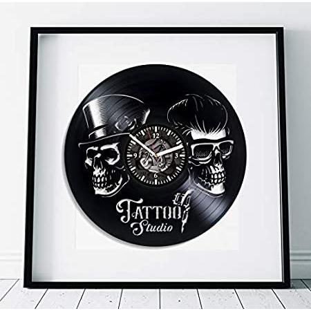 Kovides タトゥースタジオギフト 壁時計 モダン 大きな誕生日ギフトアイデア Lp ハンドメイド レトロ ビニールレコード ギフト 壁時計 ハンドメイド 壁時計 タト Nobuストア モダン B07q6xlh62 セール新品