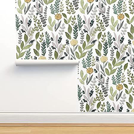 Spoonflower 接着剤付き取り外し可能壁紙 葉の緑の葉植物プリント 水活性壁紙 様々なサイズ Roll 24 X 108 Fi F61 D B07z42nqly Nobuストア 通販 Yahoo ショッピング