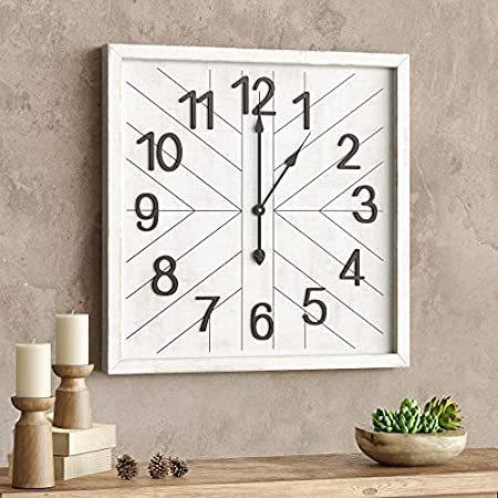 【翌日発送可能】 リビングルーム 素朴なファームハウス壁時計 Designs Barnyard キッチン装飾 カチッとしない静かな動きの 木製時計 大きな26インチ四角 掛け時計、壁掛け時計