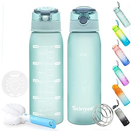 【人気No.1】 Scinyee Time Marker Water Bottle with Shaker Ball for Gym, 30 ounce Large D 水筒
