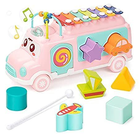 UNIH Baby Toy 12-18 Months, Music Bus Xylophone for Kids Toy, Baby Toys for