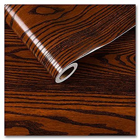 Cre8tive 自己粘着性コンタクトペーパー ダークブラウン木目壁紙 24インチ X 118インチ 118インチ 壁紙 幅素朴な木目調 自己粘着性コンタクトペーパー 防水 装飾壁カバー リ B094c647md Nobuストア 掃除簡単 送料 無料