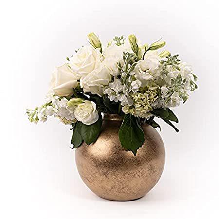 おすすめ ゴールド装飾用ゴールド花瓶 アンティーク仕上げメタルのラウンドゴールド花瓶 フラワー花瓶に最適 豪華な花瓶 ゴールドアクセント装飾 フレッシュまた 花瓶 花器 Social And Co Fr
