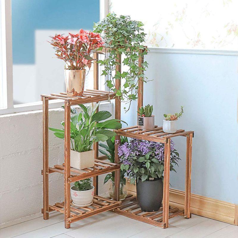 フラワースタンド コーナー 木製 園芸ラック プランタースタンド 6段 花台 観葉植物 お花 鉢スタンド 盆栽 棚 W3i9bnxnnm 鉢 プランターラック Tdsc Sn