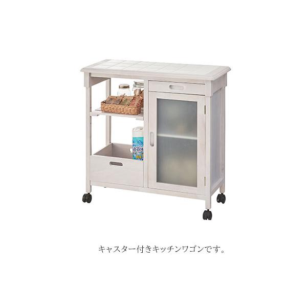 ホワイト アンティーク調 キッチンカウンター キャスター付き