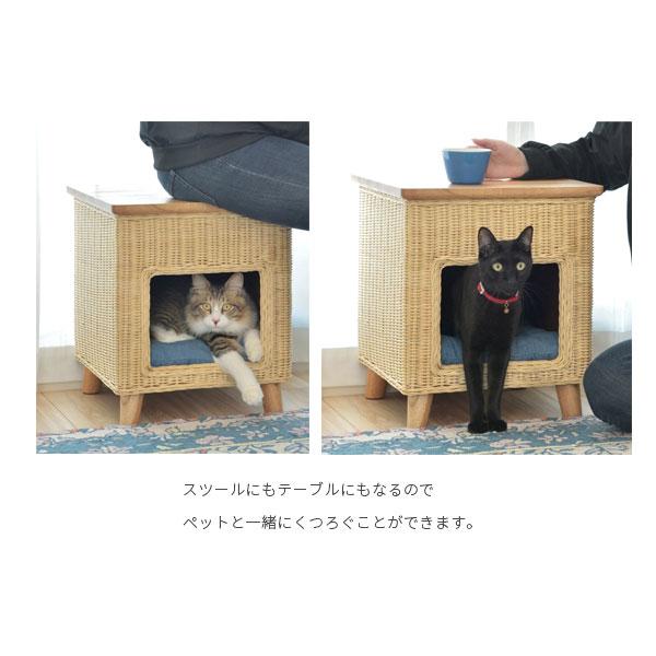 ラタン×天然木 ペットハウス キャットハウス 猫ハウス 室内