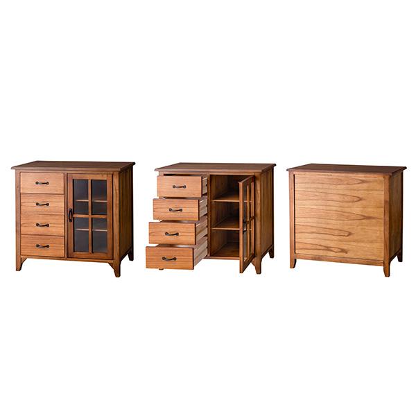 完成品 高級天然木使用 ミニキャビネット 幅80 引き出し付き ミニ食器