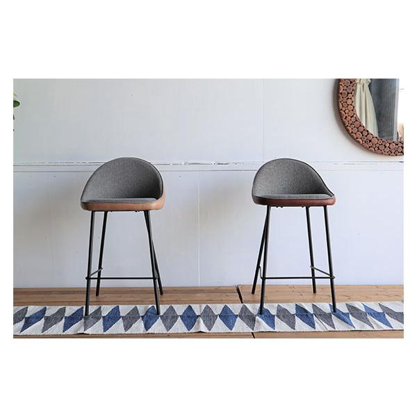 レザー×ファブリック カウンターチェア 背もたれ付き 北欧