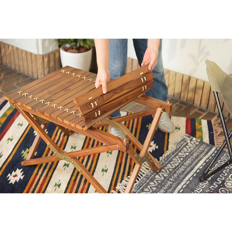 小さく畳める ロール天板 木製 フォールディングテーブル アウトドア