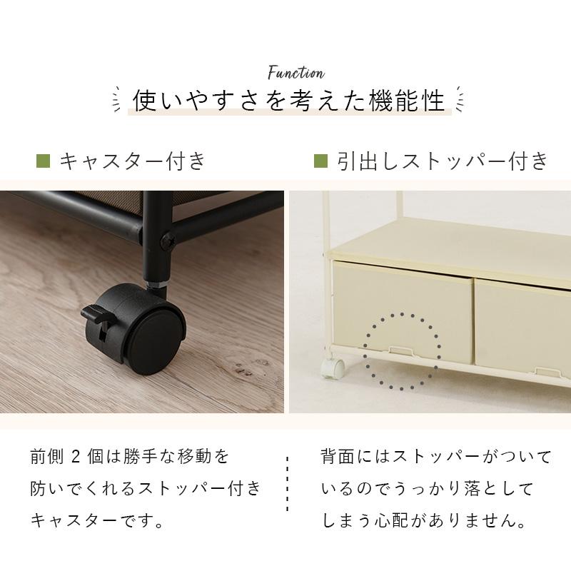 キャスター付き ハンガーラック 引き出し付き 幅75cm / おしゃれ
