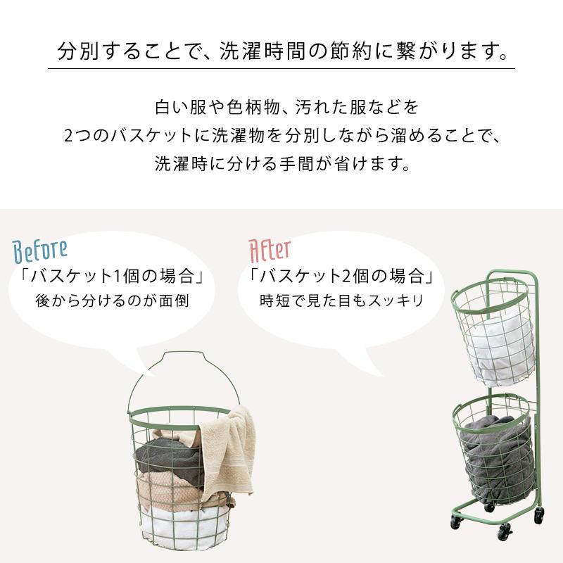 レトロな6色 アイアン ランドリーバスケット 角型 2段 / ランドリー