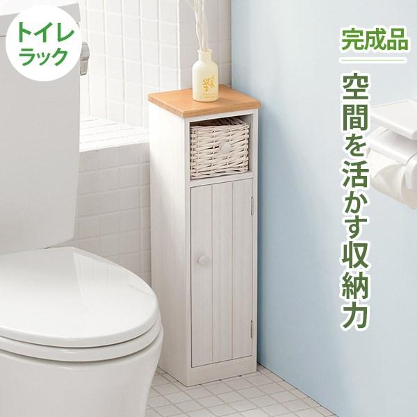カントリー風 トイレラック コーナー 完成品 / トイレ収納棚 おしゃれ