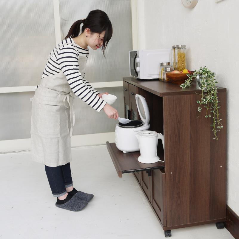 【美品】株式会社フナモコ スリム レンジ台 炊飯器台 キッチンキャビネット 楽天市場】レンジ台 スリム 50幅 炊飯器 ラック キャスター 木製