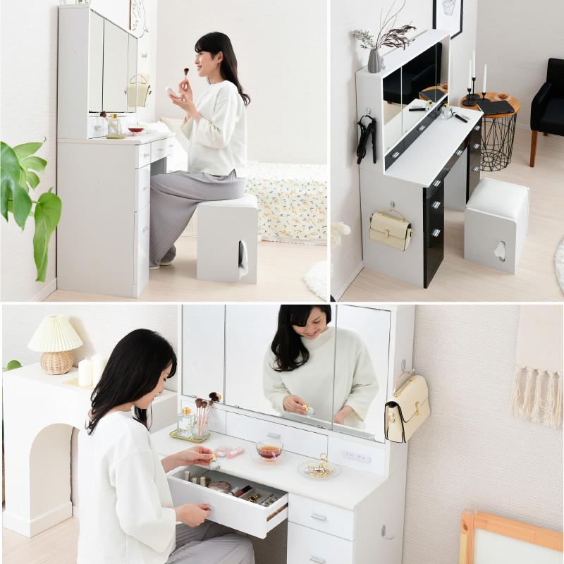 【極美品】 送料込み BELLEB ドレッサー 三面鏡ドレッサー ブラウン 木製 Amazon｜moca company BELLEB ハイタイプ 三面鏡 ドレッサー 幅