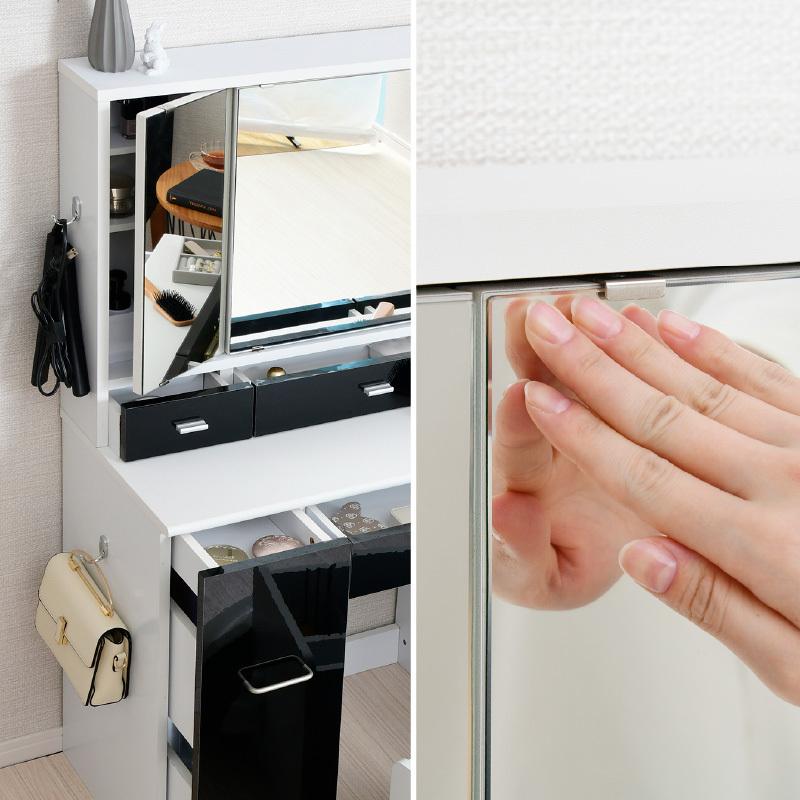 BELLEB　3面鏡ドレッサー900幅 ワゴンタイプ 鏡面 BELLEB　3面鏡ドレッサー900幅 PVC