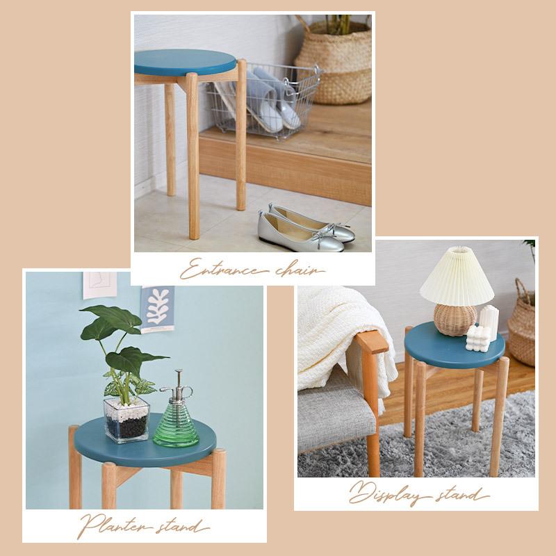 moca company [3脚セット]スタッキングスツール 天然木 丸椅子 丸