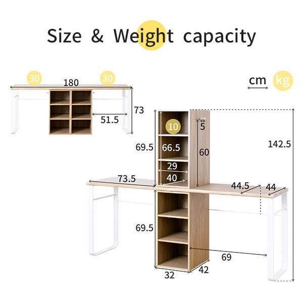 moca company ツインデスク 幅180cm 学習机 シンプル 収納 ラック