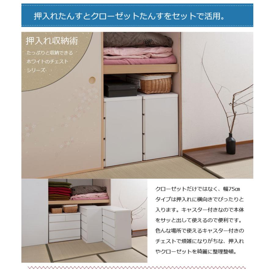 完成品 押し入れ収納 キャスター付き 4段 引き出し 幅75 クローゼット 