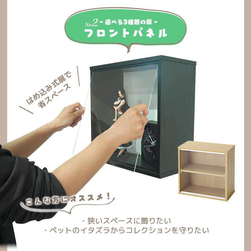 完成品】薄型 UVカット 扉付き キューブボックスα ハーフ 改 可動棚