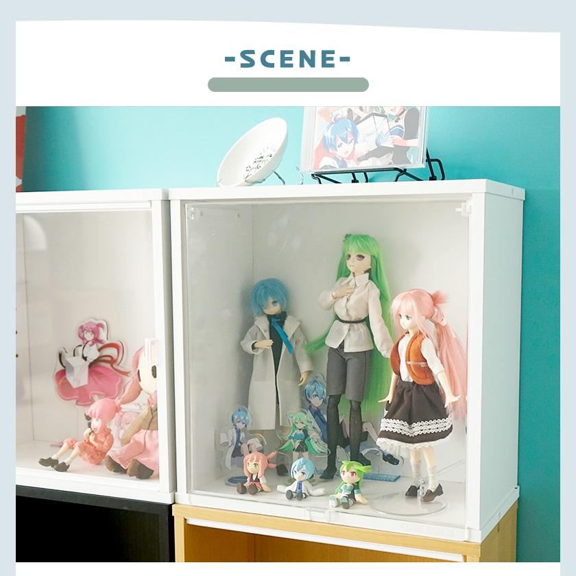 アクリル製　透明フラップBOX 3種の透明扉付き 薄型 キューブボックスα 改 新UVフラップ扉 or