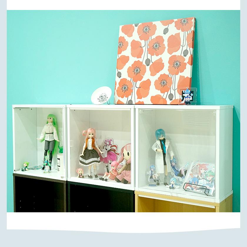 完成品】3種の透明扉付き 薄型 キューブボックスα 改 新UV