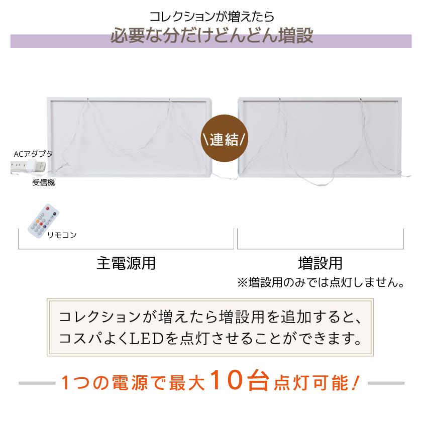 増設用 LED付き UVカット アクリル フロントパネル コレクションボード キューブボックス&alpha; 改 ワイドタイプ フィギュア コレクションケース 卓上 横長 木製