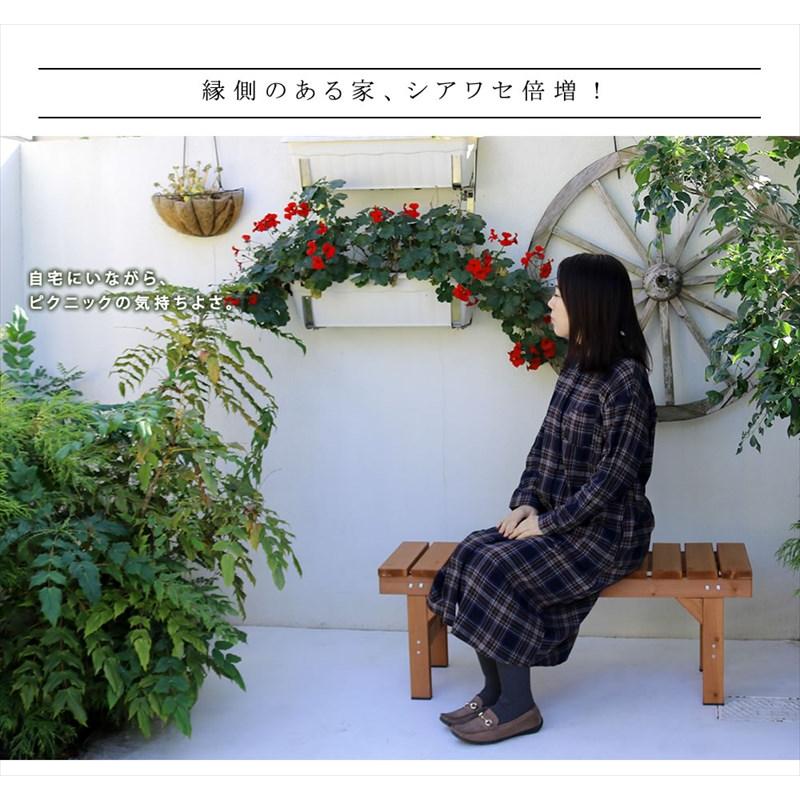 ウッドデッキ風 ガーデンベンチ 幅107 / 木製ベンチ 屋外 天然木