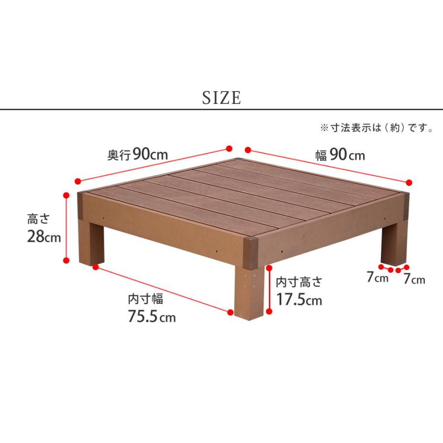 腐食に強い 人工木材 ウッドデッキ 90×90 4台セット / DIY キット 樹脂 縁台 縁側 おしゃれ プラスチック ロータイプ 1坪 m | ブランド登録なし | 06