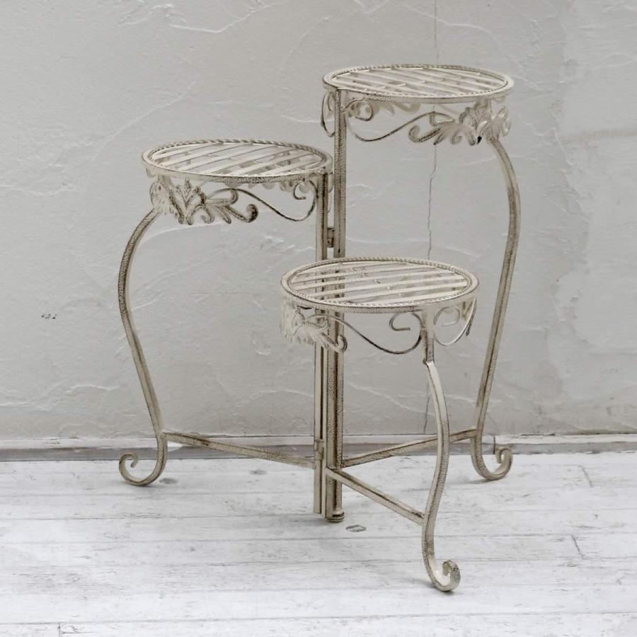 シャビーなアンティーク調 フラワースタンド 3段 丸型