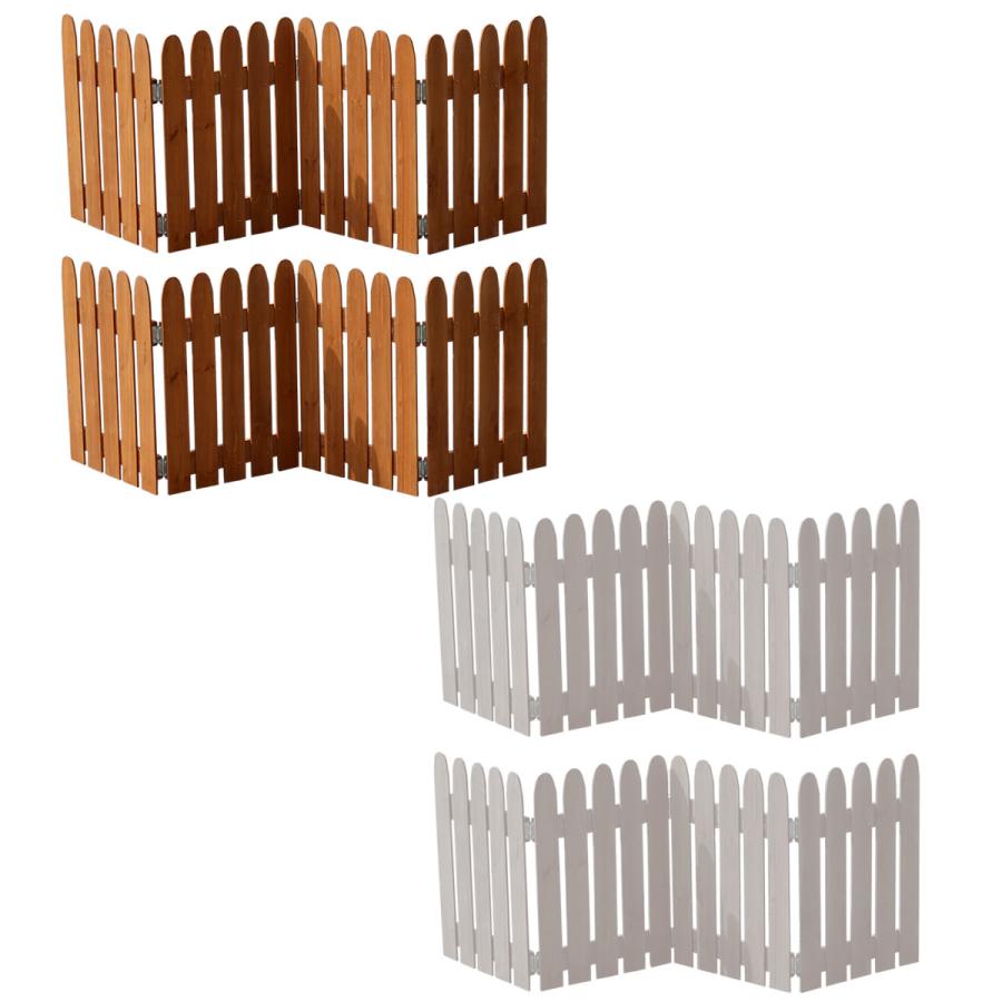 折り畳める ミニガーデンフェンス 2枚組 / 木製 庭 フェンス 間仕切り